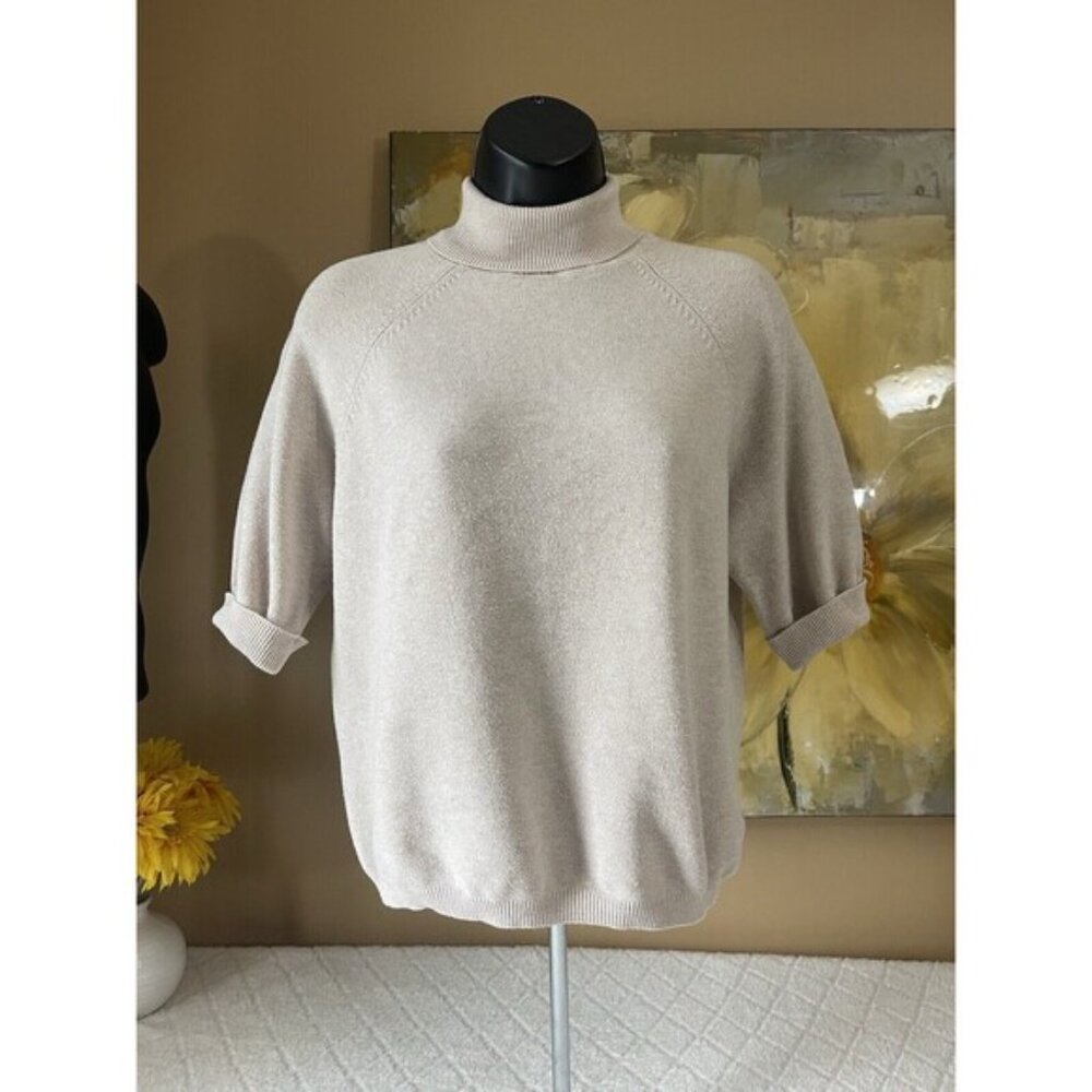 Marsh Landing Petite Women's Sweater Size Petite Large Turtleneck. Beige